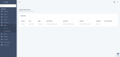 Vite Acceleratron - Exams Page - Image